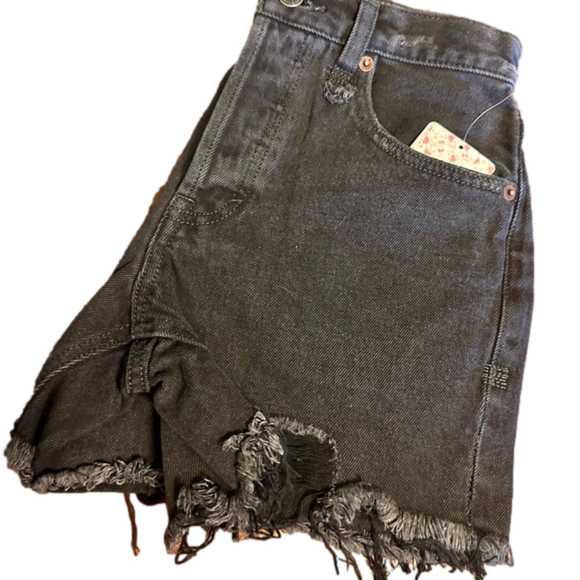 NWT Free People cut off high rise washed black shorts in women's size 24. NWT - Picture 2 of 6